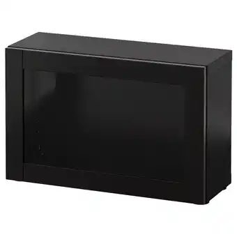 IKEA Bestå witryna, czarnybrąz/sindvik czarnobrązowe szkło przezroczyste, 60x22x38 cm oferta