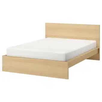 IKEA Malm rama łóżka, wysoka, okleina dębowa bejcowana na biało/luröy, 160x200 cm oferta