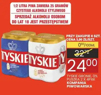 Wafelek TYSKIE GRONIE, 0% PUSZKA 2 X 4PAK oferta