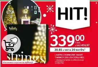 Selgros LAMPKI CHOINKOWE SMART TWINKLY 250 LED CIEPŁA BIEL oferta