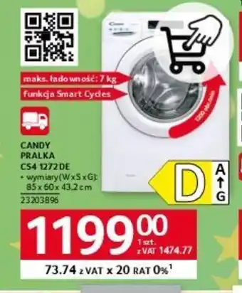 Selgros CANDY PRALKA CS4 1272 DE wymiary:85x60x 43.2 cm oferta