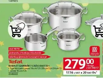 Selgros Tefal KOMPLET GARNKÓW 7 CZĘŚCI KOMPLET GARNKÓW 7 CZĘŚCI DUETTO+ oferta