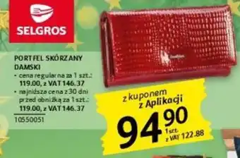 Selgros PORTFEL SKÓRZANY DAMSKI oferta