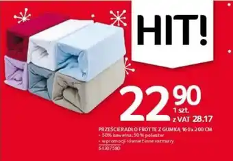 Selgros PRZEŚCIERADŁO FROTTE Z GUMKĄ 160x200 CM oferta