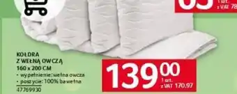 Selgros KOŁDRA Z WEŁNĄ OWCZĄ 160x200 CM oferta