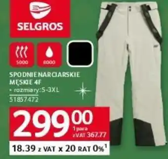 SPODNIE NARCIARSKIE MĘSKIE 4F