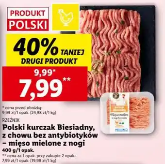 Lidl Polski kurczak Biesiadny, z chowu bez antybiotyków - mięso mielone z nogi 400 g oferta
