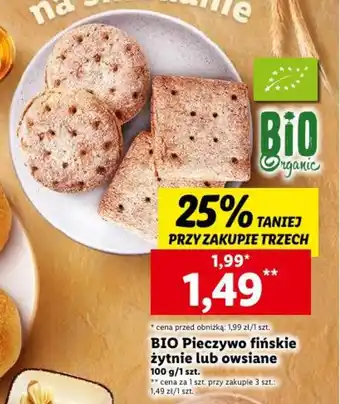 Lidl BIO Pieczywo fińskie żytnie lub owsiane 100 g oferta