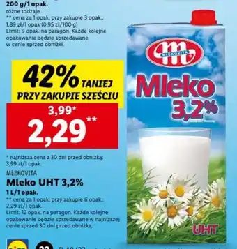 Lidl Mleko UHT 3,2% 1L oferta