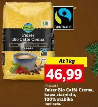 Lidl Fairer Bio Caffè Crema, kawa ziarnista, 100% arabika 1 kg oferta