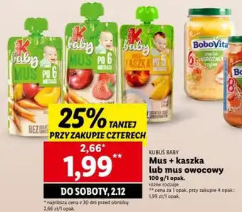 Lidl Mus + kaszka lub mus owocowy 100 g oferta