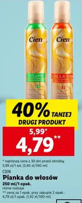 Lidl Pianka do włosów 250 ml oferta