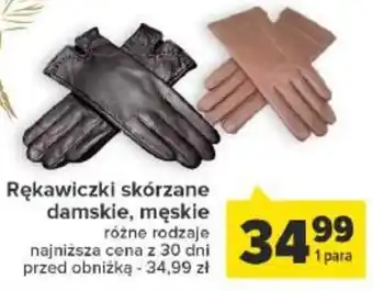 Carrefour Rękawiczki skórzane damskie, męskie oferta