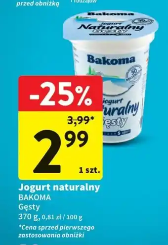 Intermarche Jogurt naturalny BAKOMA 370g oferta