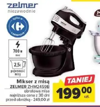 Carrefour Mikser z misą ZELMER ZHM2459B obrotowa misa oferta