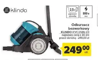 Carrefour Odkurzacz bezworkowy KLINDO KVC25BL-23 oferta