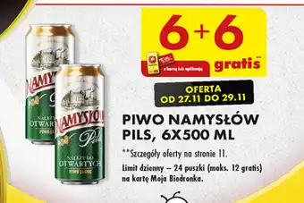 Biedronka PIWO NAMYSŁÓW PILS, 6X500 ML oferta