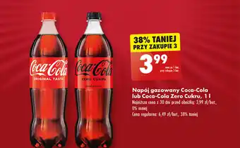 Biedronka Napój gazowany Coca-Cola lub Coca-Cola Zero Cukru, 1l oferta