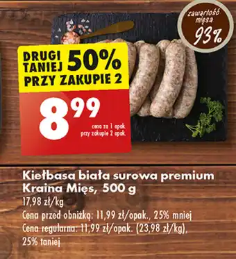 Biedronka Kiełbasa biała surowa premium Kraina Mięs, 500 g oferta