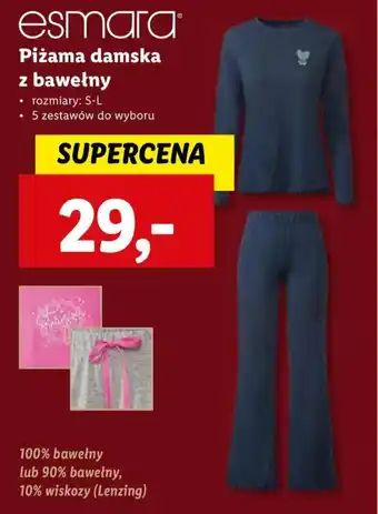 Lidl esmara Piżama damska z bawełny oferta