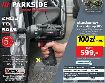 Lidl PARKSIDE Akumulatorowy klucz udarowy 20 V oferta
