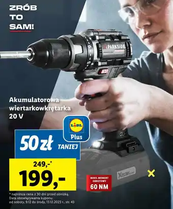 Lidl Akumulatorowa wiertarkowkrętarka 20V oferta