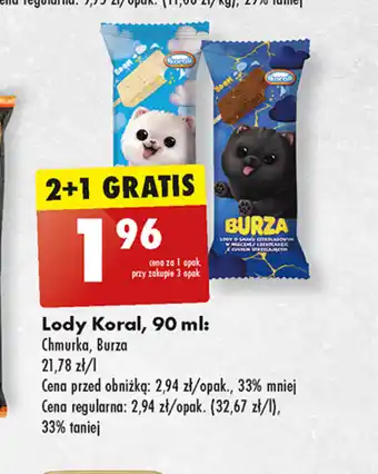 Biedronka Lody Koral Chmurka, Burza 90ml oferta