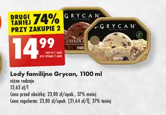 Biedronka Lody familijne Grycan, 1100 ml różne rodzaje oferta