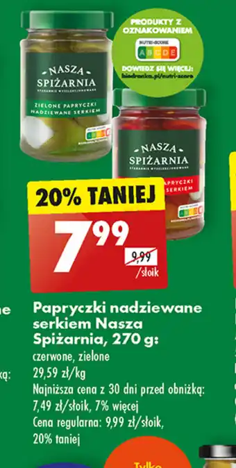 Biedronka Papryczki nadziewane serkiem Nasza Spiżarnia, 270 g oferta