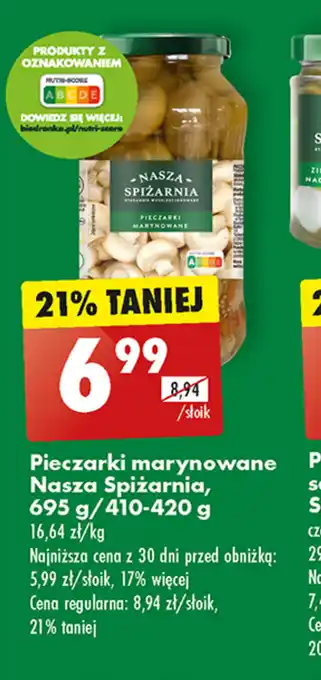 Biedronka Pieczarki marynowane Nasza Spiżarnia, 695g oferta