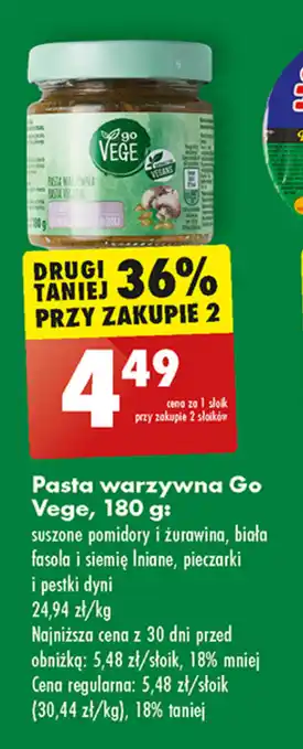 Biedronka Pasta warzywna Go Vege, 180 g oferta