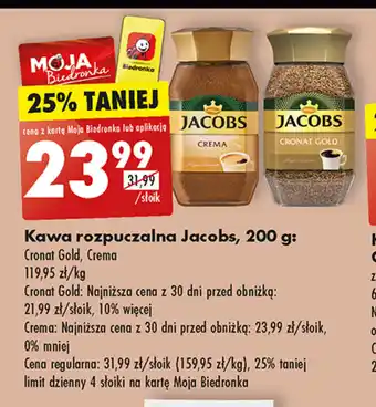 Biedronka Kawa rozpuczalna Jacobs, 200 g oferta