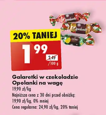 Biedronka Galaretki w czekoladzie Opolanki na wagę 100g oferta