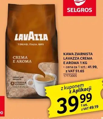 Selgros KAWA ZIARNISTA LAVAZZA CREMA E AROMA 1 KG oferta