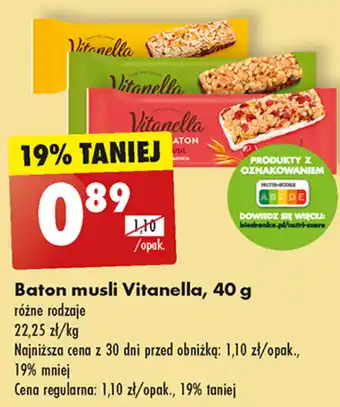 Biedronka Baton musli Vitanella, 40 g oferta