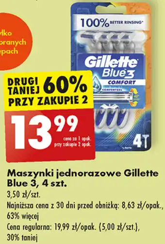 Biedronka Maszynki jednorazowe Gillette Blue 3, 4 szt. oferta