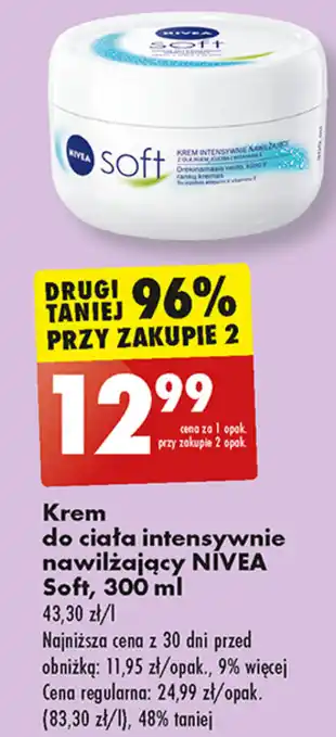 Biedronka Krem do ciała intensywnie nawilżający NIVEA Soft, 300 ml oferta