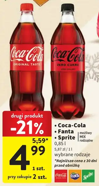 Intermarche Coca Cola Fanta Sprite 0,85l oferta