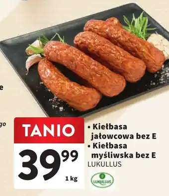 Intermarche Kiełbasa jałowcowa bez E Kiełbasa myśliwska bez E LUKULLUS 1kg oferta