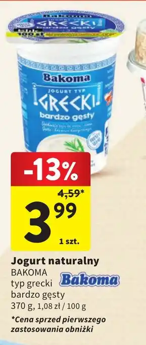Intermarche Jogurt naturalny BAKOMA 370g oferta