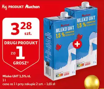 Auchan Mleko UHT 1,5% tł. 1l oferta