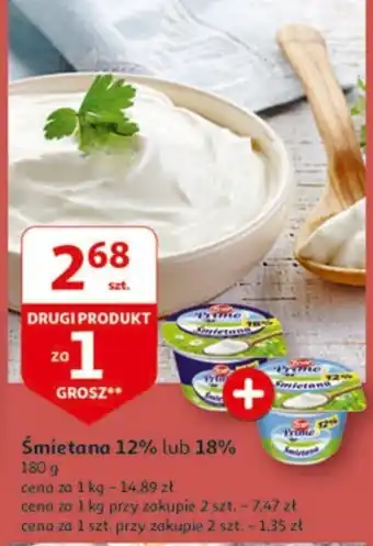 Auchan Śmietana 12% lub 18% 180 g oferta