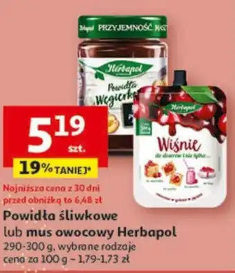 Auchan Powidła śliwkowe lub mus owocowy Herbapol 290-300g oferta