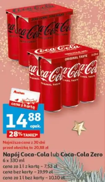 Auchan naNapój Coca Cola lub Coca Cola Zero 6x330ml oferta