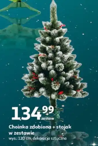 Auchan Choinka zdobiona + stojak w zestawie oferta