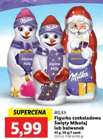 Lidl Milka Figurka czekoladowa Święty Mikołaj lub bałwanek 45 g-50 g oferta
