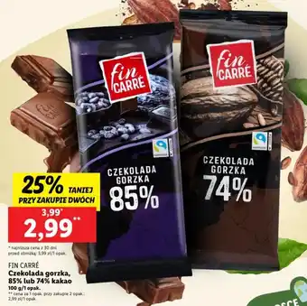 Lidl FIN CARRÉ Czekolada gorzka 85% lub 74% kakao 100g oferta