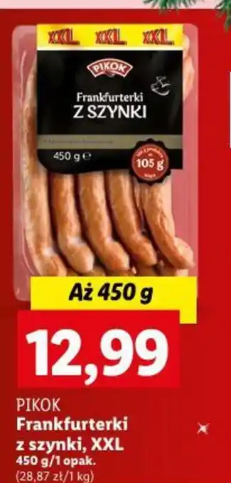 Lidl PIKOK Frankfurterki z szynki XXL 450 g oferta