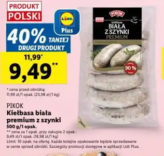 Lidl PIKOK Kiełbasa biała premium z szynki 500g oferta
