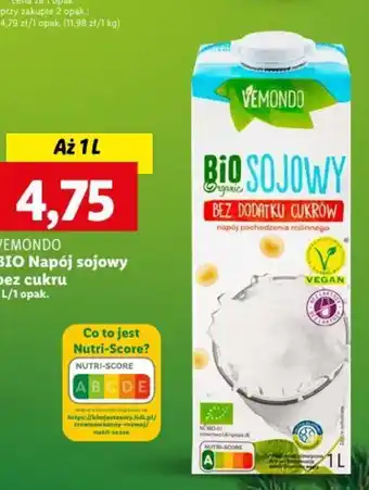 Lidl VEMONDO BIO Napój sojowy bez cukru 1l oferta